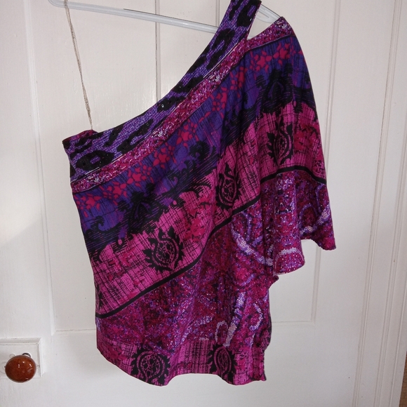 Rampage Purple & Pink One Shoulder Batwing Sleeve Top size XL - Picture 10 of 10
